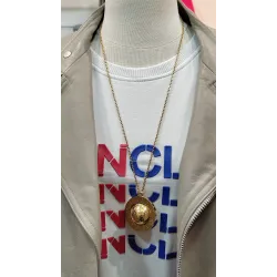 CELINE – Collier Pendentif Médaille Globe Or Vintage