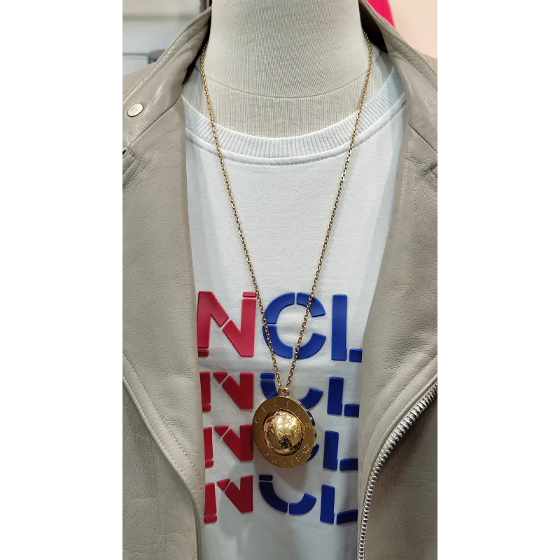 CELINE – Collier Pendentif Médaille Globe Or Vintage