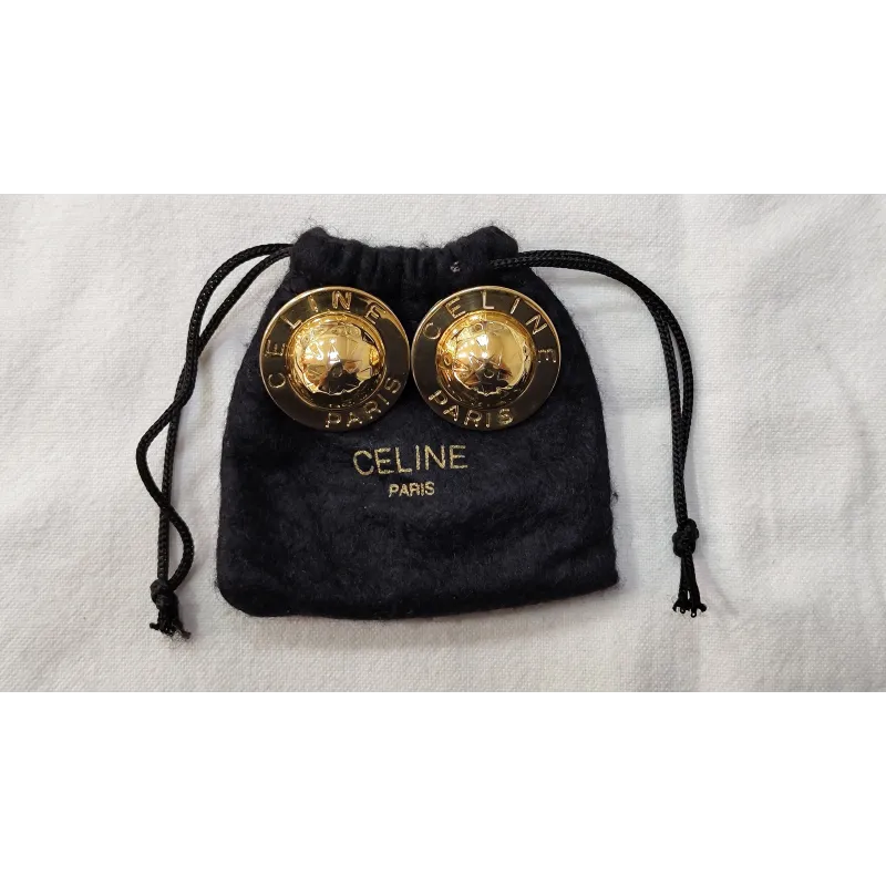 CELINE – Boucles d'Oreilles Vintage "Sphère" doré