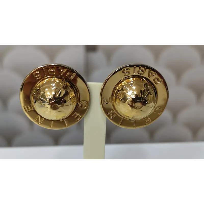 CELINE – Boucles d'Oreilles Vintage "Sphère" doré
