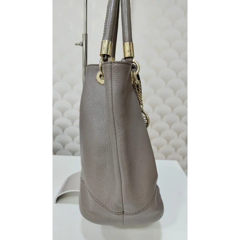 LANCEL – Sac seau en cuir grainé – Taupe