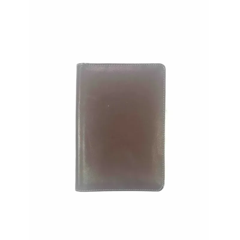 Porte-cartes / feuille en cuir bordeaux et bordures en métal doré