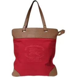 Sac cabas Burberry rouge et cuir camel