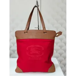 Sac cabas Burberry rouge et cuir camel