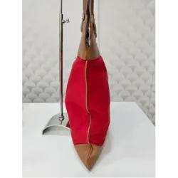 Sac cabas Burberry rouge et cuir camel