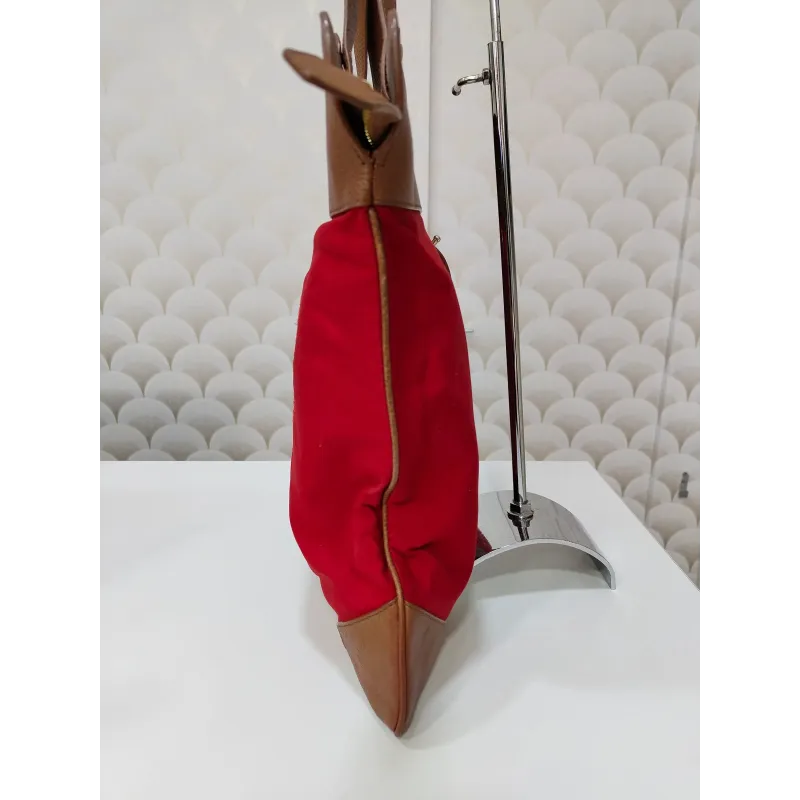 Sac cabas Burberry rouge et cuir camel