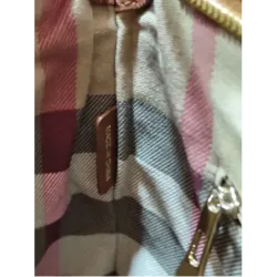 Sac cabas Burberry rouge et cuir camel