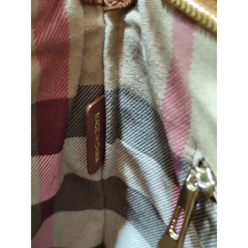 Sac cabas Burberry rouge et cuir camel