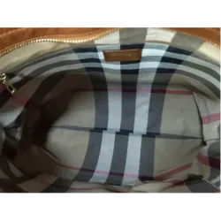 Sac cabas Burberry rouge et cuir camel