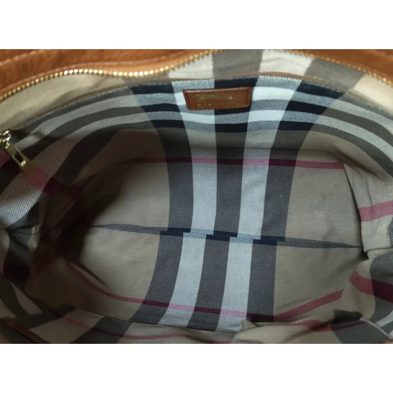Sac cabas Burberry rouge et cuir camel