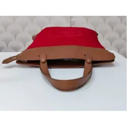 Sac cabas Burberry rouge et cuir camel