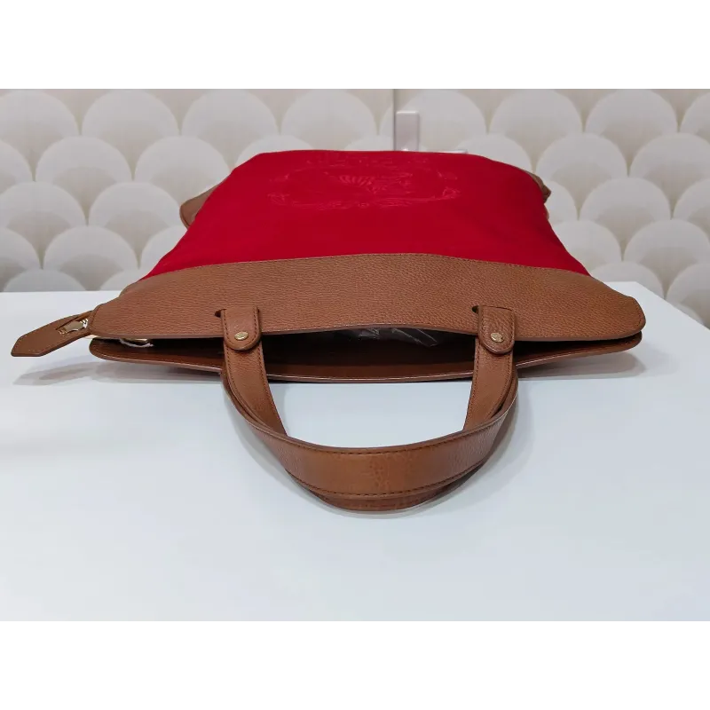 Sac cabas Burberry rouge et cuir camel