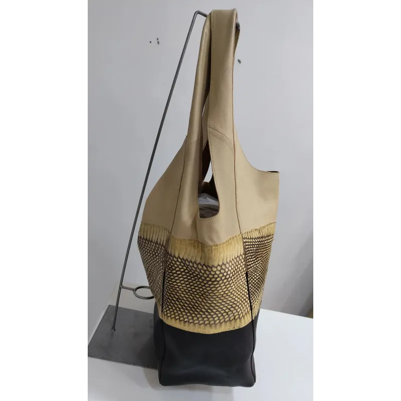 Sac à main en cuir de vache et de python