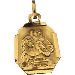 Pendentif médaille religieuse en or jaune 18k