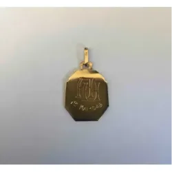 Pendentif médaille religieuse en or jaune 18k