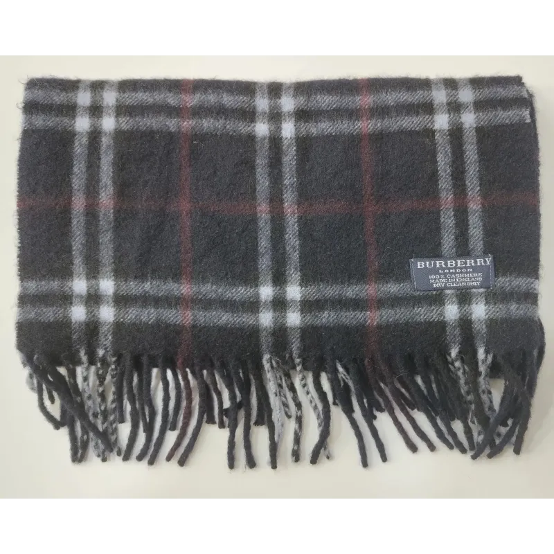 Burberry – Écharpe en cachemire à carreaux navy
