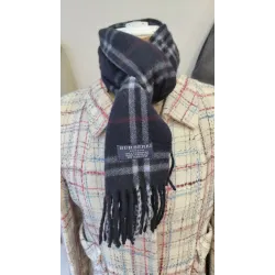 Burberry – Écharpe en cachemire à carreaux navy
